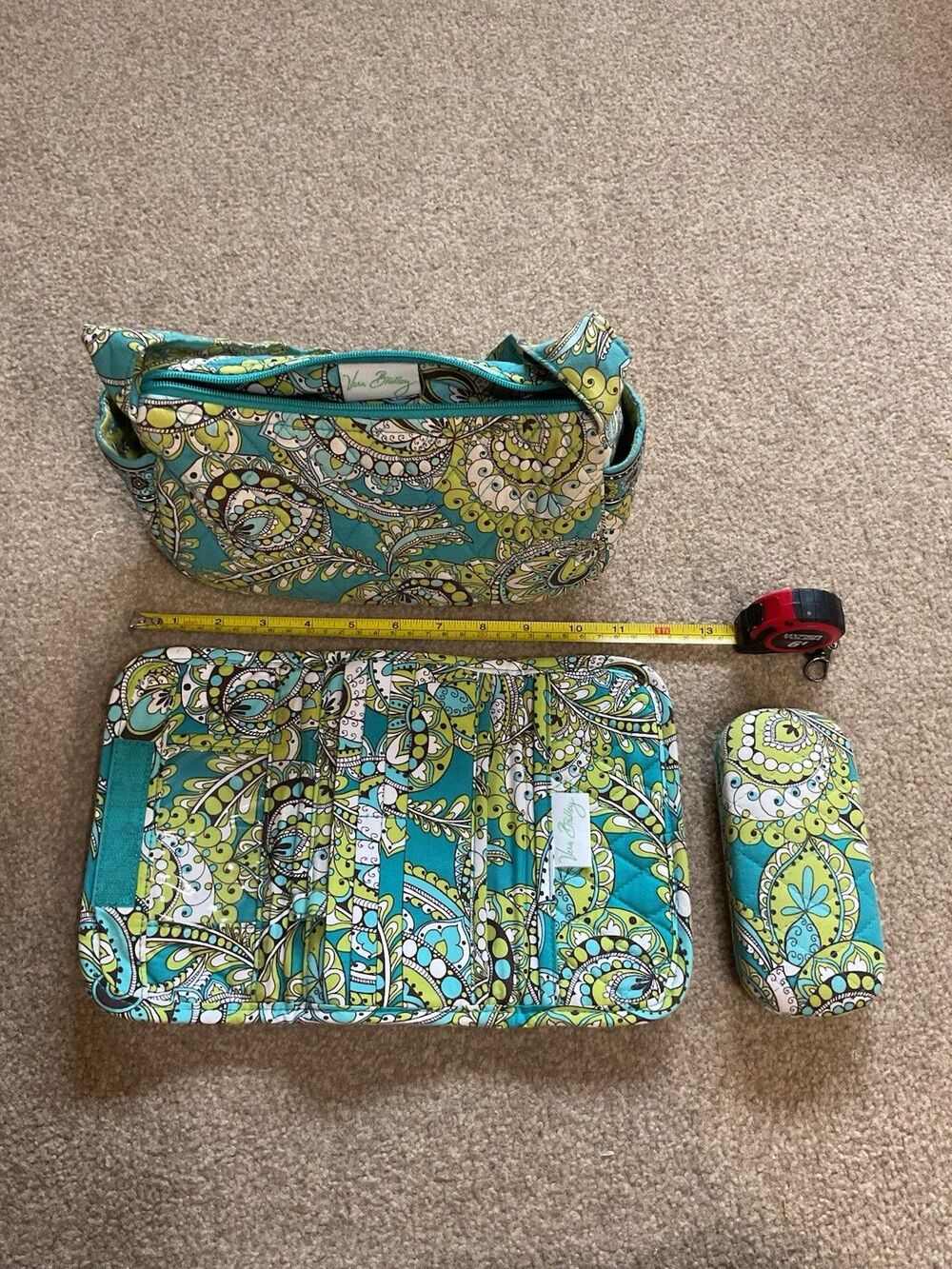 Vera Bradley Floral Pattern Purse Shoulder Bag with Wallet & Glasses Case